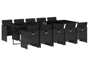 11-cz. zestaw mebli do ogrodu z poduszkami czarny rattan PE WM-3277698