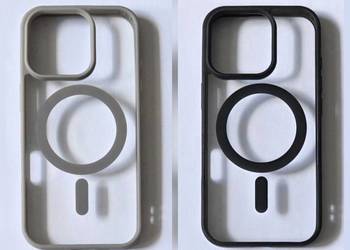 Etui/case przezroczyste szare i czarne z MagSafe na iPhone'a 16 pro