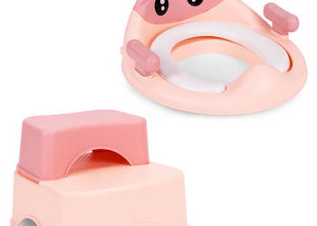 Nakładka na toaletę ze schodkami podestem dla dzieci różowa ECOTOYS