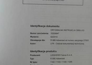 dtr instrukcja obsługi koparka liebherr r906 advanced i inne