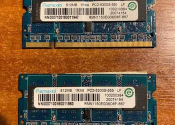 Pamięć Ram DDR2 do laptopa 2X512 MB. Ramaxel