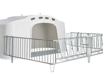 Domek dla cieląt pojedynczy CalfOTel XL-10 z 6-częściowym wygrodzeniem z a…