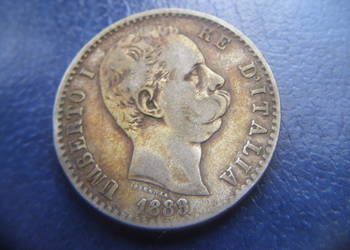 Stare monety 2 lir 1883 Włochy srebro