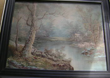 Starocie z PRL - Obraz olejny na płycie Irene Capfieri, 50 cm x 40 cm TANIO
