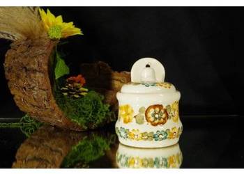 Bolesławiec – ceramiczny pojemnik kuchenny ścienny z pokrywką – vintage PRL