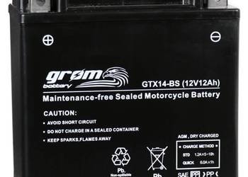 Akumulator motocyklowy 12V 12Ah 200A GROM GTX14-BS YTX14-BS L+