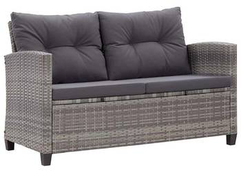 2-osobowa sofa ogrodowa z poduszkami, szara, 124 cm, rattan PE(SKU46154)