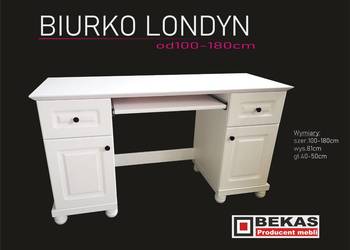Białe Biurko LONDYN 120` (2D-2s) White OAK Dąb Biały BEKAS Producent Mebli