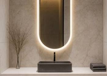 Lustro owalne piaskowane z podświetleniem - ROMI LED