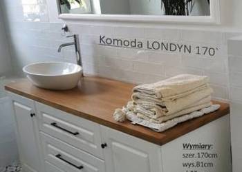 KOMODA do Łazienki ` LONDYN ` +Lustro Biała Blat Dąb BEKAS Producent
