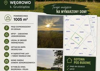 ? DZIAŁKA BUDOWLANA 1005 m² – WĘGROWO k. GRUDZIĄDZA ?