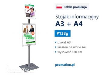 Stojak informacyjny na plakat A3 i ulotki A4 do urzędu i recepcji