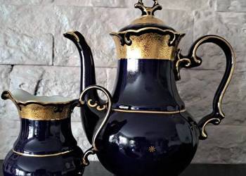Porcelana kobaltowa, dzbanek i mlecznik