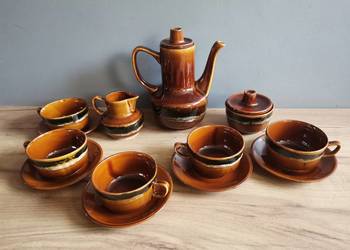 Stary serwis kawowy Agat porcelit Mirostowice Adam Sadulski PRL 1970