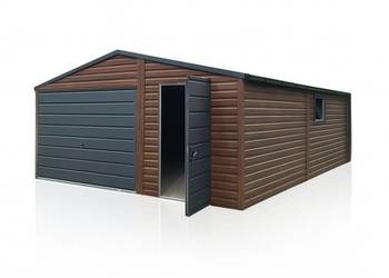 Garaż Blaszany dwuspadowy 5×7 Ciemny Orzech PREMIUM