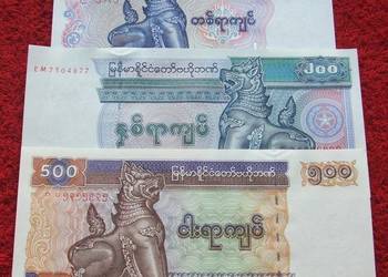 MYANMAR (3) Kolekcjonerskie Banknoty Zestaw - 3 sztuki UNC