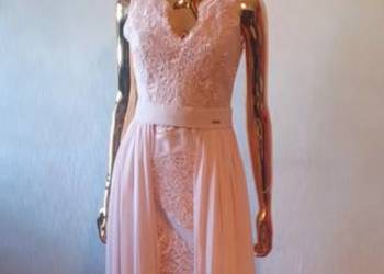 Sukienka purdrowy róż na różne okazje z odpinanym trenem  rozmiar xxs