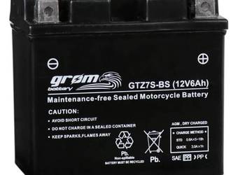 Akumulator motocyklowy 6Ah 120A EN GROM GTZ7S-BS 12V P+