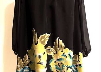 Bluzka Tunika Jedwabna 100% Naturalny Jedwab Imprezowa Trapezowa 46/48