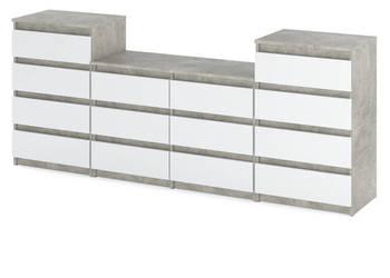 Komoda Meblościanka Szafka Rtv Do Salonu Hugo 220cm 14 Szuflad Beton Biały