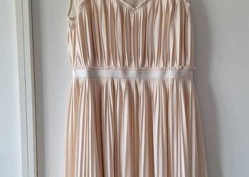 Zwiewna pudrowa plisowana sukienka H&M 38 NOWA na imprezę wesele