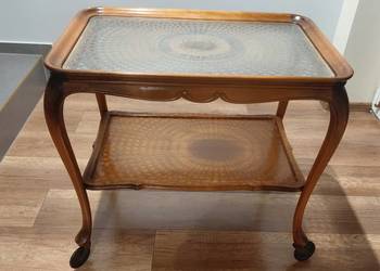 STOLIK / BAREK W STYLU CHIPPENDALE , blat rafia / 234