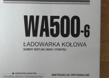 dtr instrukcja obsługi ładowarka KOMATSU WA500-6 i inne
