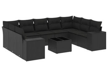 10-cz. zestaw wypoczynkowy do ogrodu poduszki czarny rattan PE WM-3255342
