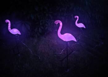 NOWY Zestaw 3xFlamingi solarny LED do ogrodu