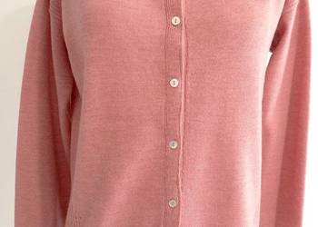 Sweter Kardigan Wełniany 100% Wełna Kolor Malinowy Luźny Fason Nümph M/L
