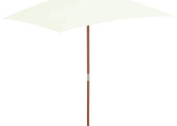 Parasol ogrodowy na drewnianym słupku 150 x 200 cm piaskowy WM-44533