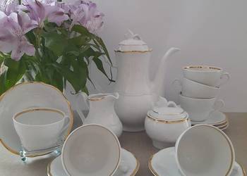 Serwis porcelanowy kawowy Royal 6 osobowy filiżanki mokka dzbanek cukiernic