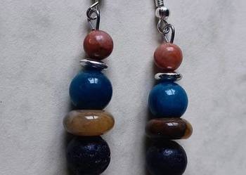 Kolczyki ręcznie robione, kamienie mix