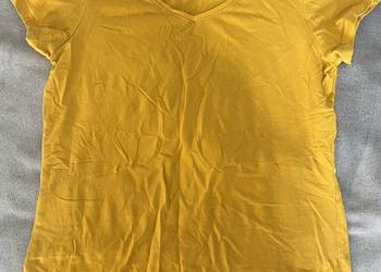 T-shirt / koszulka / bluzka z krótkim rękawem musztardowa