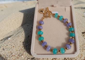 Bransoletka z kamienia naturalnego Tanzanit, apatyt Paraiba.