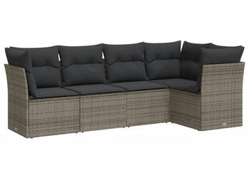 5-cz. zestaw wypoczynkowy do ogrodu poduszki szary rattan PE WM-3249439