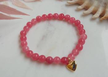 Bransoletka z serduszkiem kwarc truskawkowy