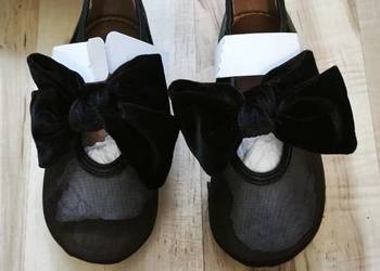 Baleriny balerinki aksamitne czarne z kokardką 23