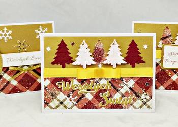 Kartki świąteczne ręcznie robione - zestaw 3 sztuk