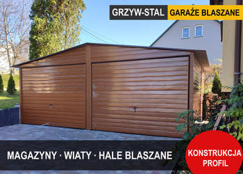 Garaż Blaszany 6x5 Drewnopodobny Złoty Dąb/Garaże Blaszane - GRZYWSTAL