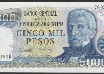 Argentyna 5000 pesos 1977/83 - stan bankowy UNC