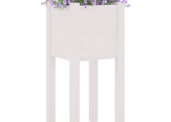 Donice ogrodowe 2 szt. białe 31x31x70 cm drewno sosnowe WM-810782