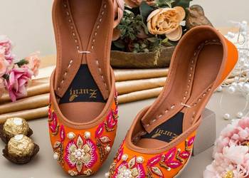 Nowe buty balerinki 39 38 pomarańczowe zdobione orientalne Indie Bollywood