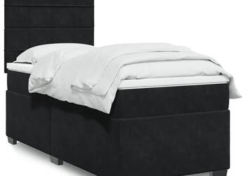 Łóżko kontynentalne z materacem czarne aksamit 80x200 cm WM-3290764