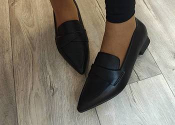 (41/42) Czarne mokasyny wieczorowe półbuty baleriny biznesowe, NOWE