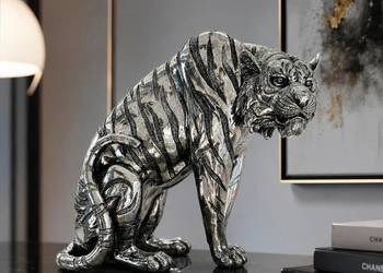 Figura srebrny tygrys Glamour 35x30x18 cm