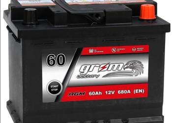 Akumulator 60Ah 680A Prawy Plus GROM AGM START&STOP