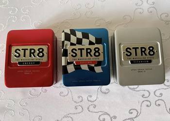 Puszki metalowe STR8 retro vintage zestaw 3 szt opakowania po perfumach