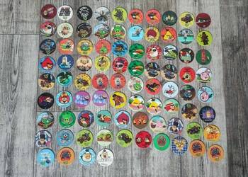 Zestaw 84 krążków / tazos / żetony Angry Birds, Minionki i inne