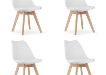 Zestaw komplet krzeseł MARK białe drewniane nogi 4szt